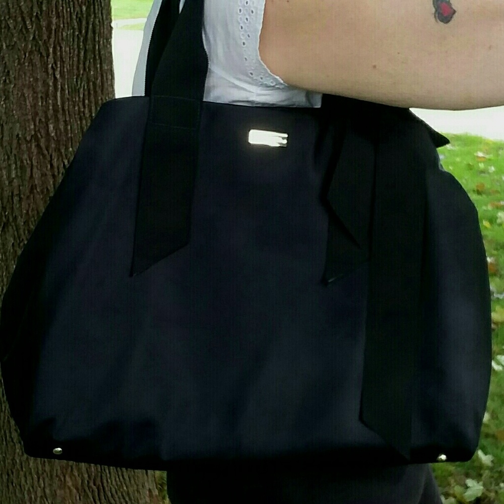 KATE SPADE NEW YORK BLACK SATIN BOW SHOPPER TOTE!